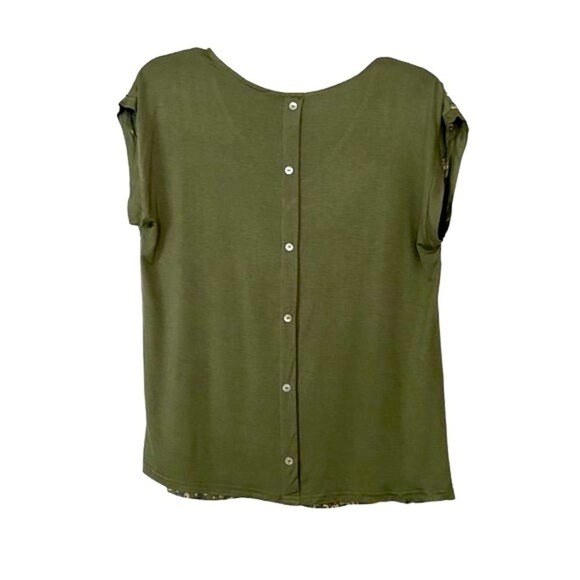 Papermoon Stitch Fix Ellie Green Floral V-Neck Top Size S Cap Sleeve - Picture 4 of 13